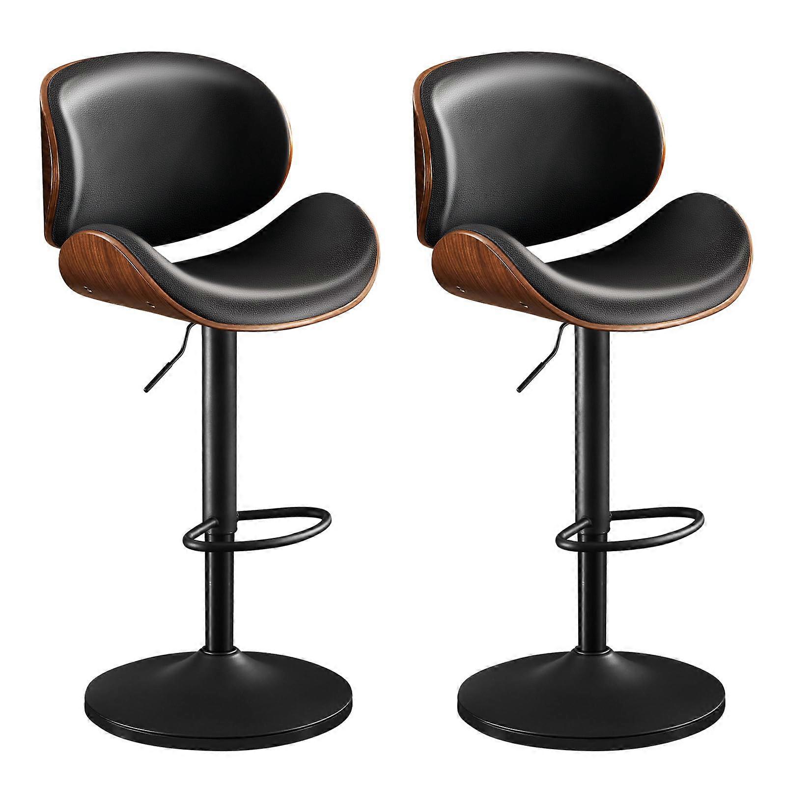 Adjustable Swivel Bar Stools Set of 2 with Back PU Leather Counter Height Chairs for Kitchen Bar