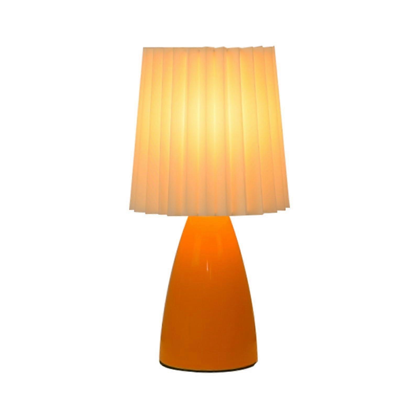 Retro Ceramic Bedside Table Lamp with Pleated Shade, Warm Ambient Lighting for Bedroom