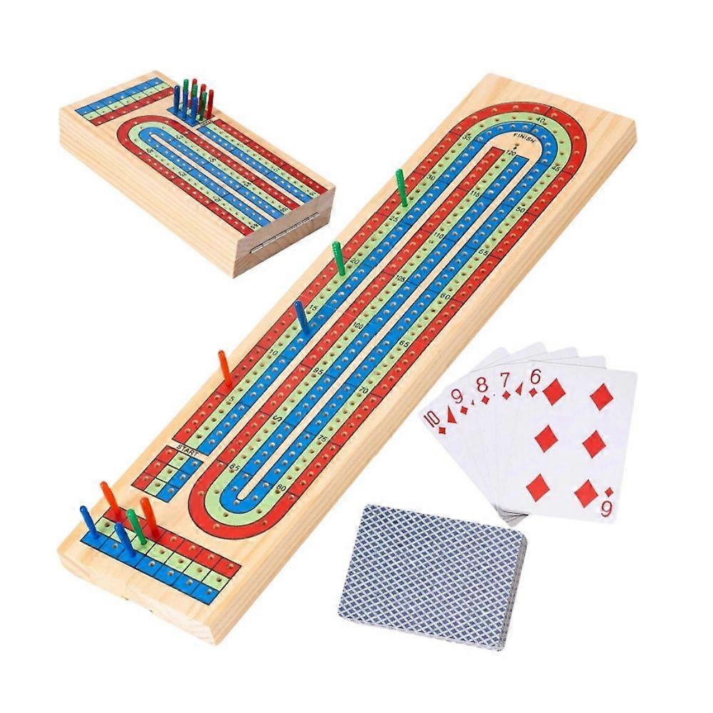 1 Set Cribbage Board Table Game Solid Wood Party Board Game Board Cribbage Cards Board