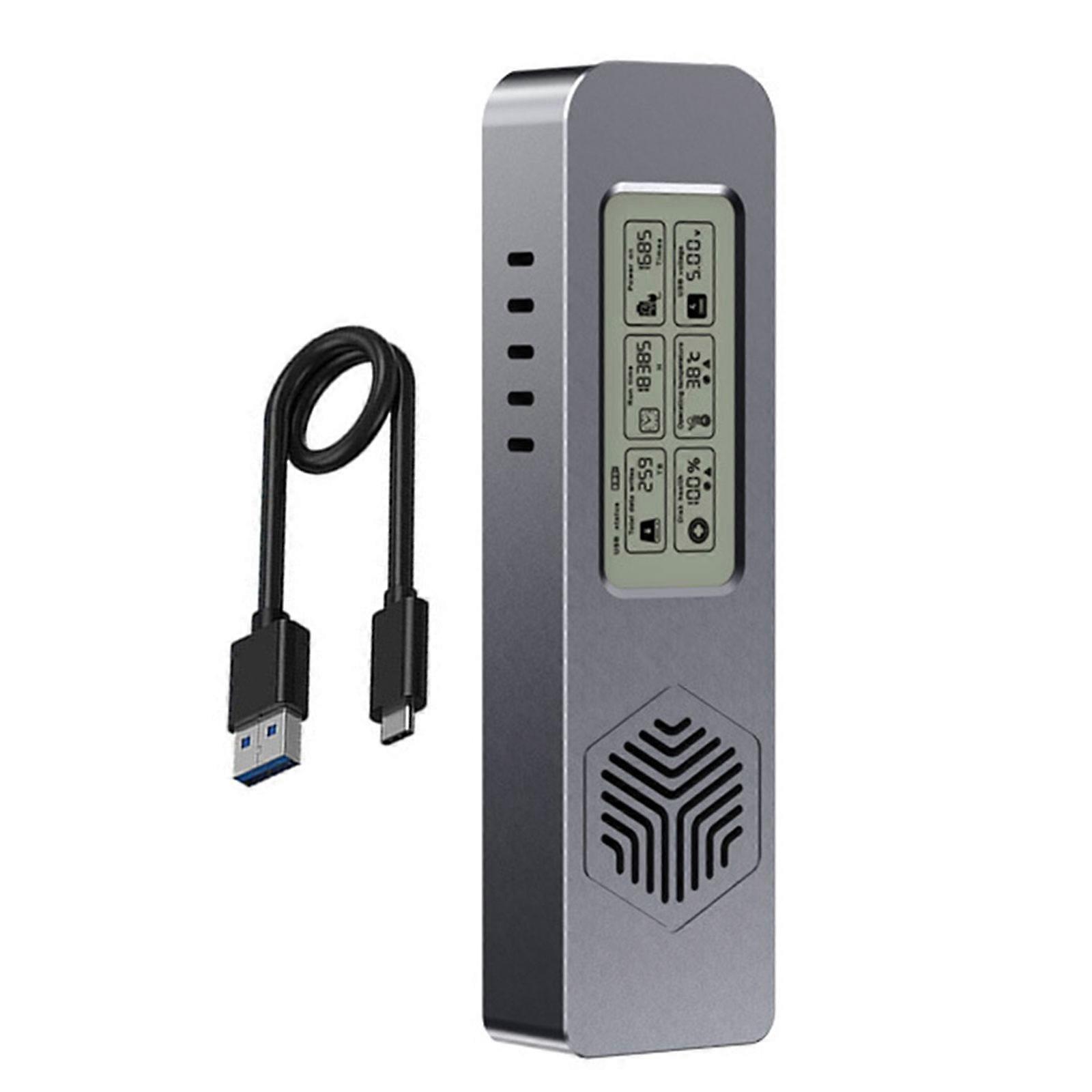 NVMe SATAs Compatible SSDs Enclosure Real Time Display Cooling System Toolless Installation Metal Housing Multicolor