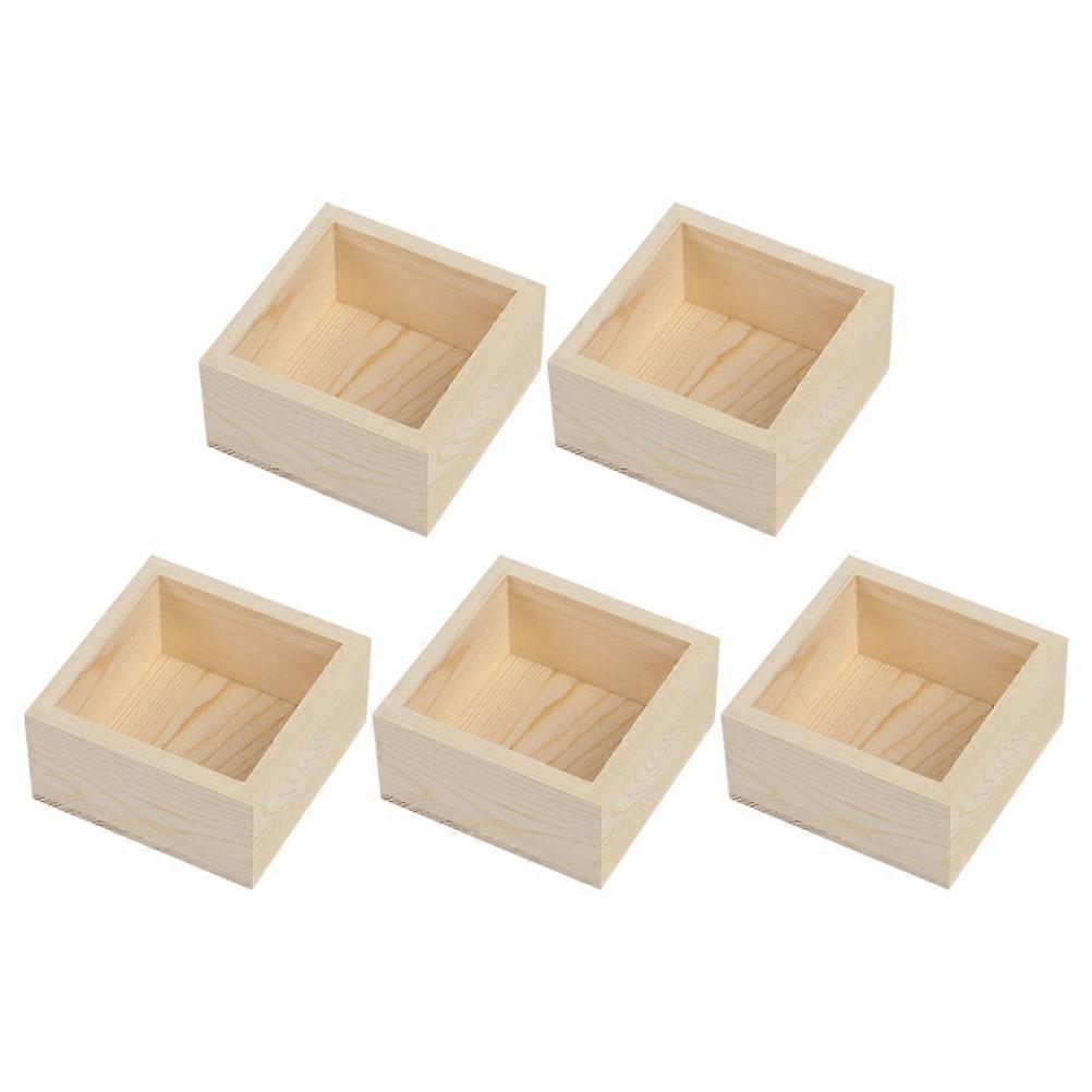 5Pcs Wood Boxes for Plant Storage Multifunctional DIY Square Boxes