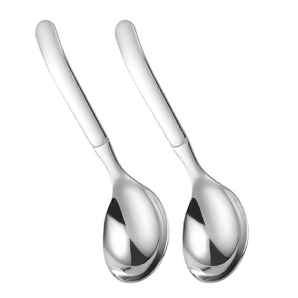 Stainless Steel Spoons 2Pcs Thick Round Dinner Spoons for Kitchen Use