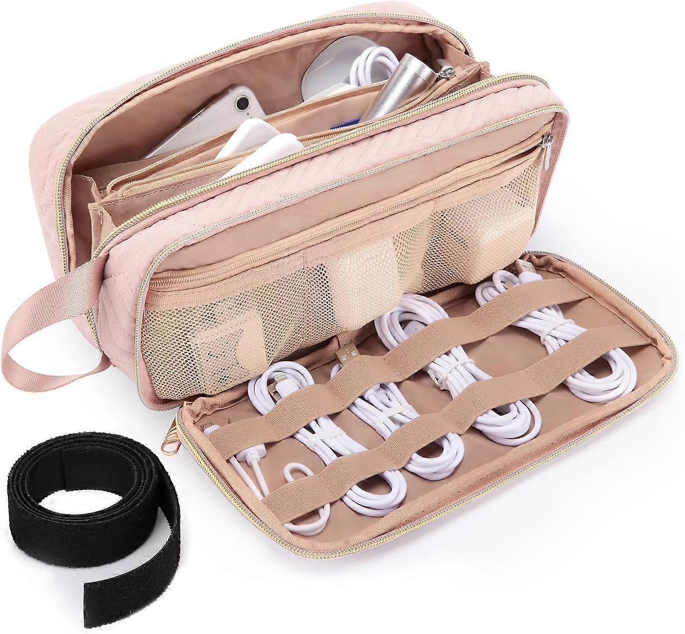 Electronic Organizer for Women,Travel Cable Organizer,Pink