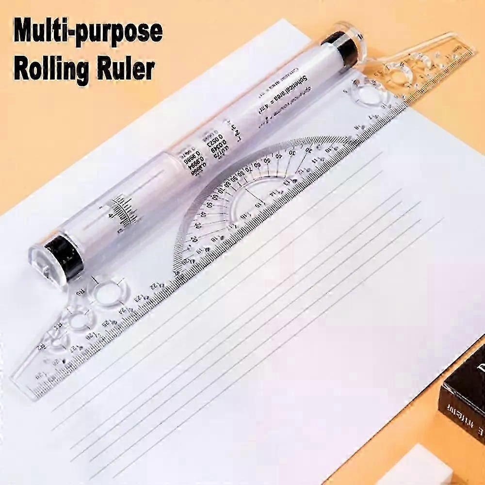 15/30CM Lightweight Math Drawing Parallel Roller Ruler Transparent Plastic Drawing Measuring Tool Multi Function Students