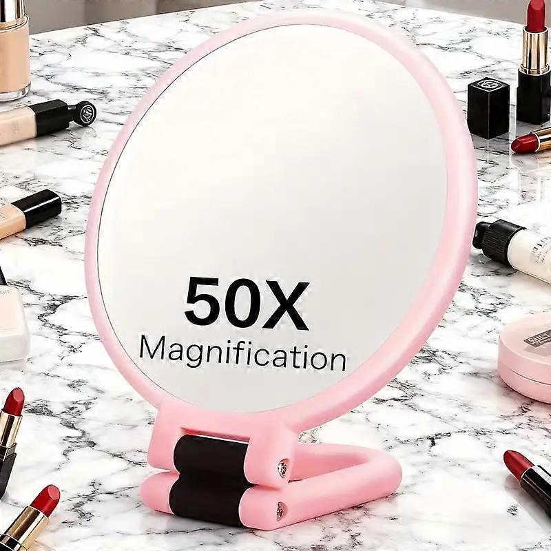 50x Magnifying Mirror with Dual-Sided 1X/50X Magnification - Portable Handheld Makeup Mirror with 360�� Adjustable Handle, Foldab
