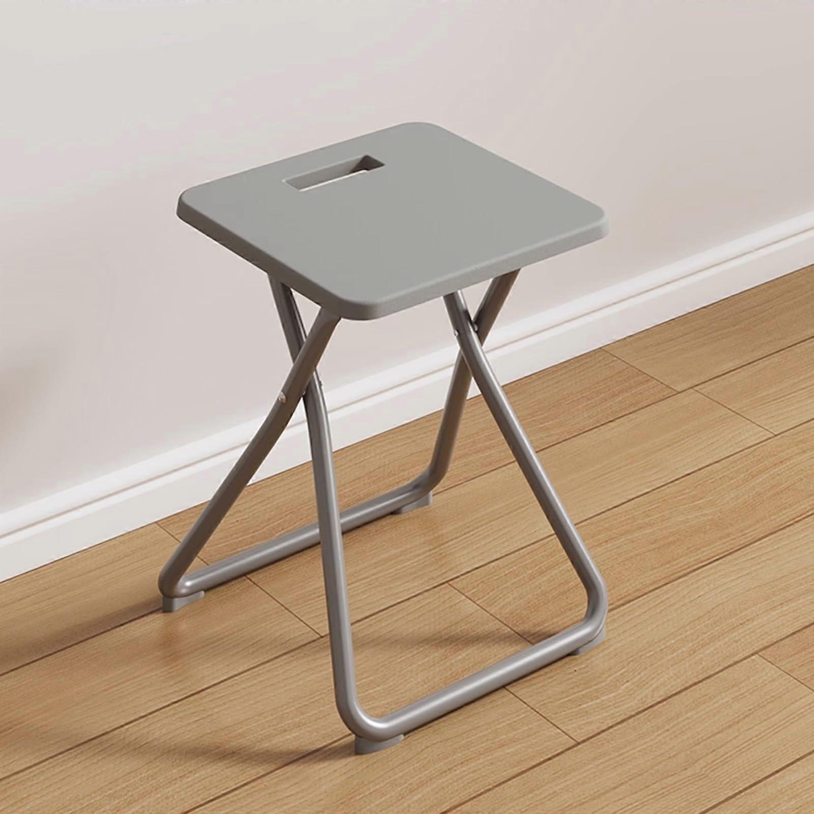 Folding Stool with Handle, No Assembly Needed, XShaped Stable Design, NonSlip Pads, Gray Chair for Living Room, Balcony, Bedroom