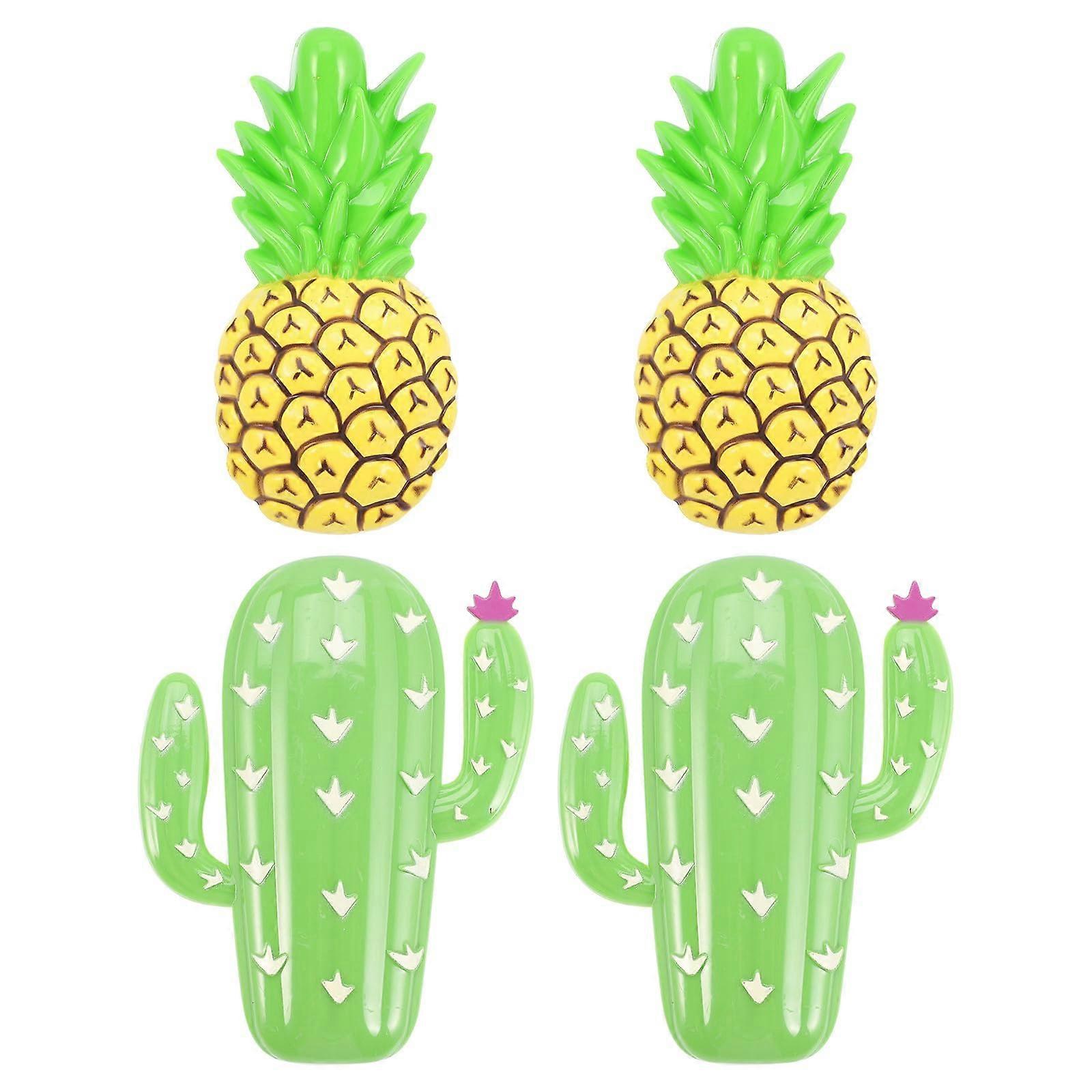 4Pcs Windproof Beach Towel Clips for Chairs and Pool, Pineapple and Cactus Design