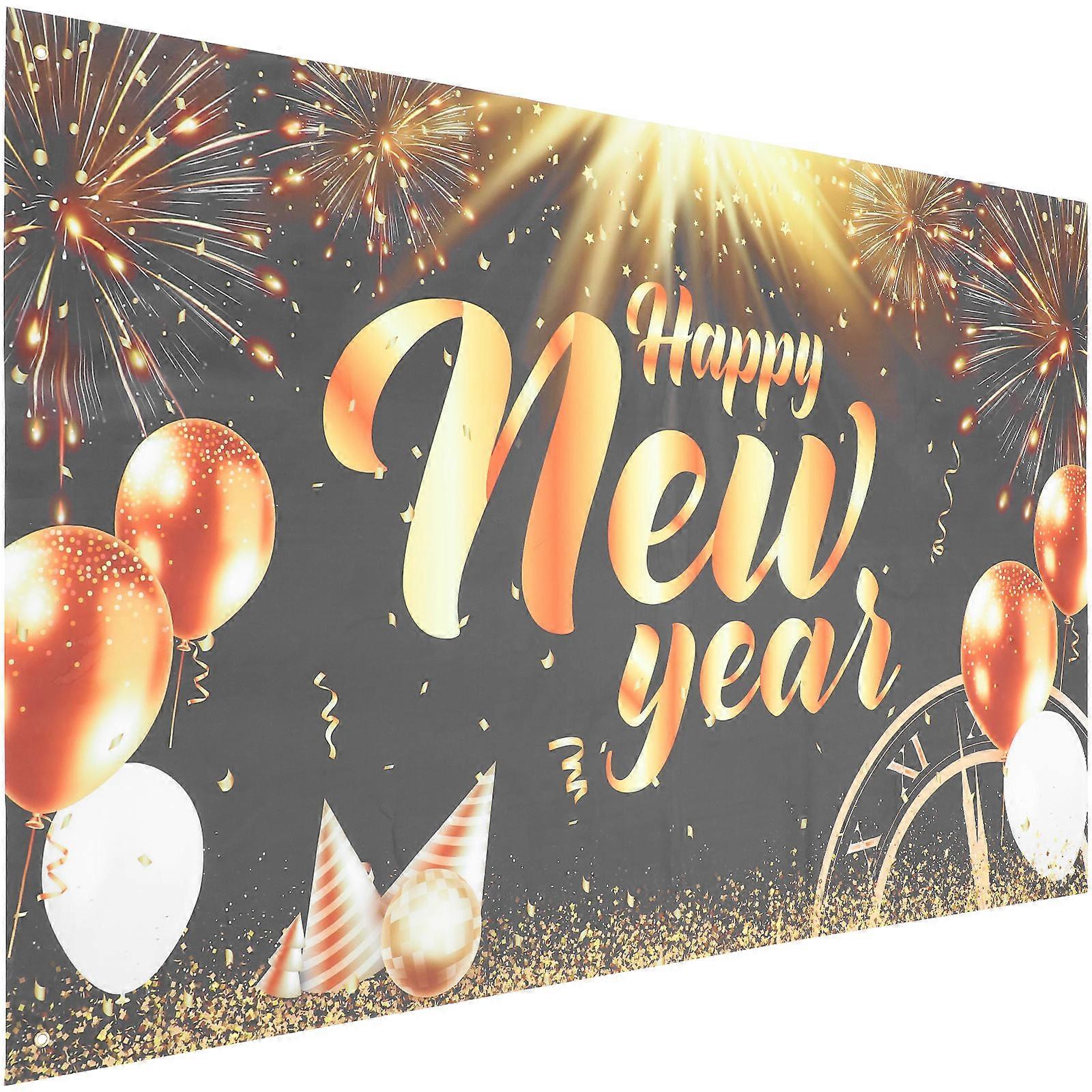 New Year Party Background for Decoration 5Pcs Black Polyester Backdrop Banner