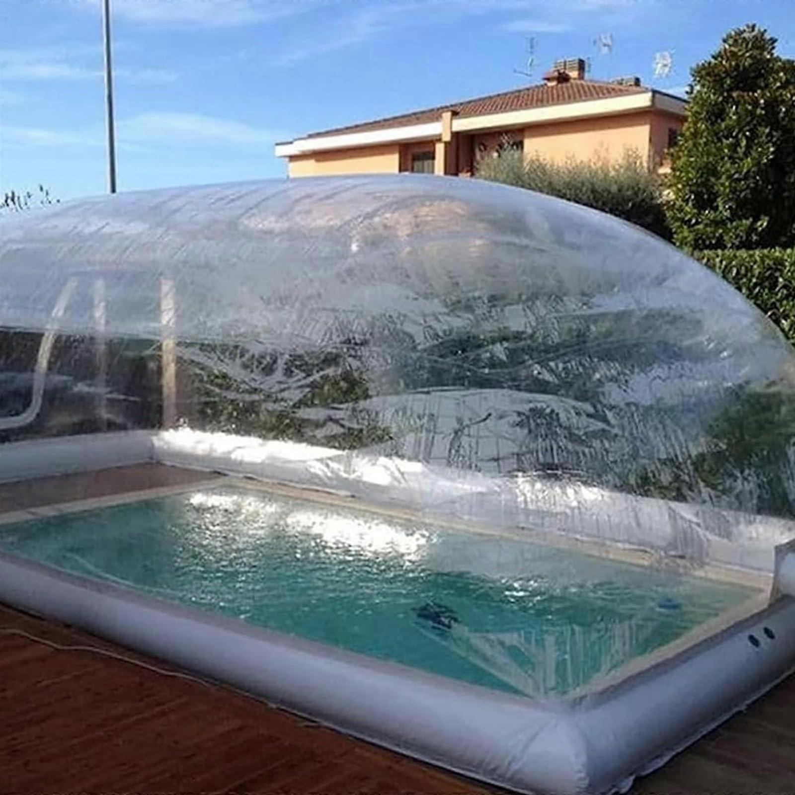 Commercial Grade Inflatable Pool Cover with Builtin Air Pump, Rectangular PVC Dome 11x6x3m