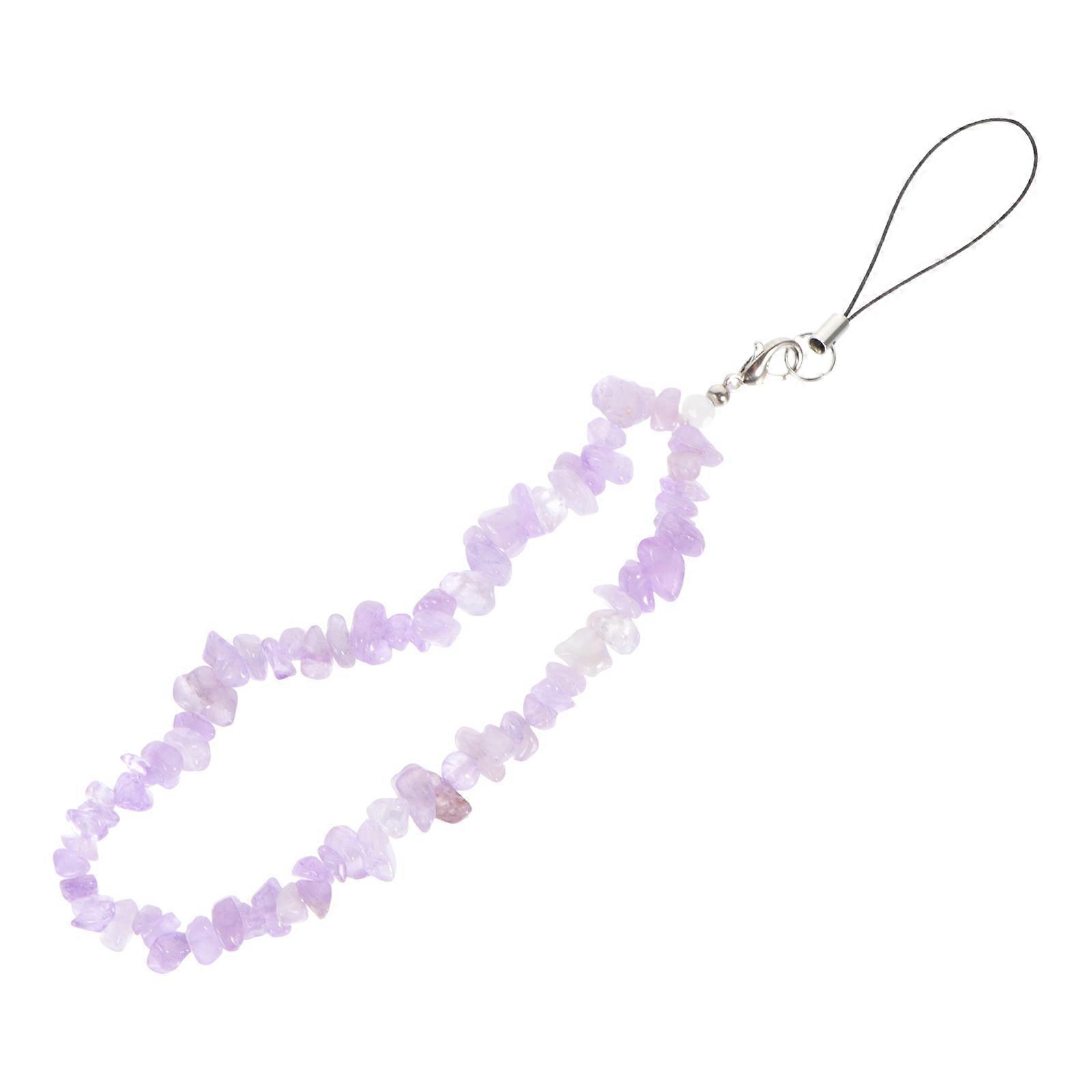 Purple Crystal Beaded Phone Strap for Anti-Lost Use