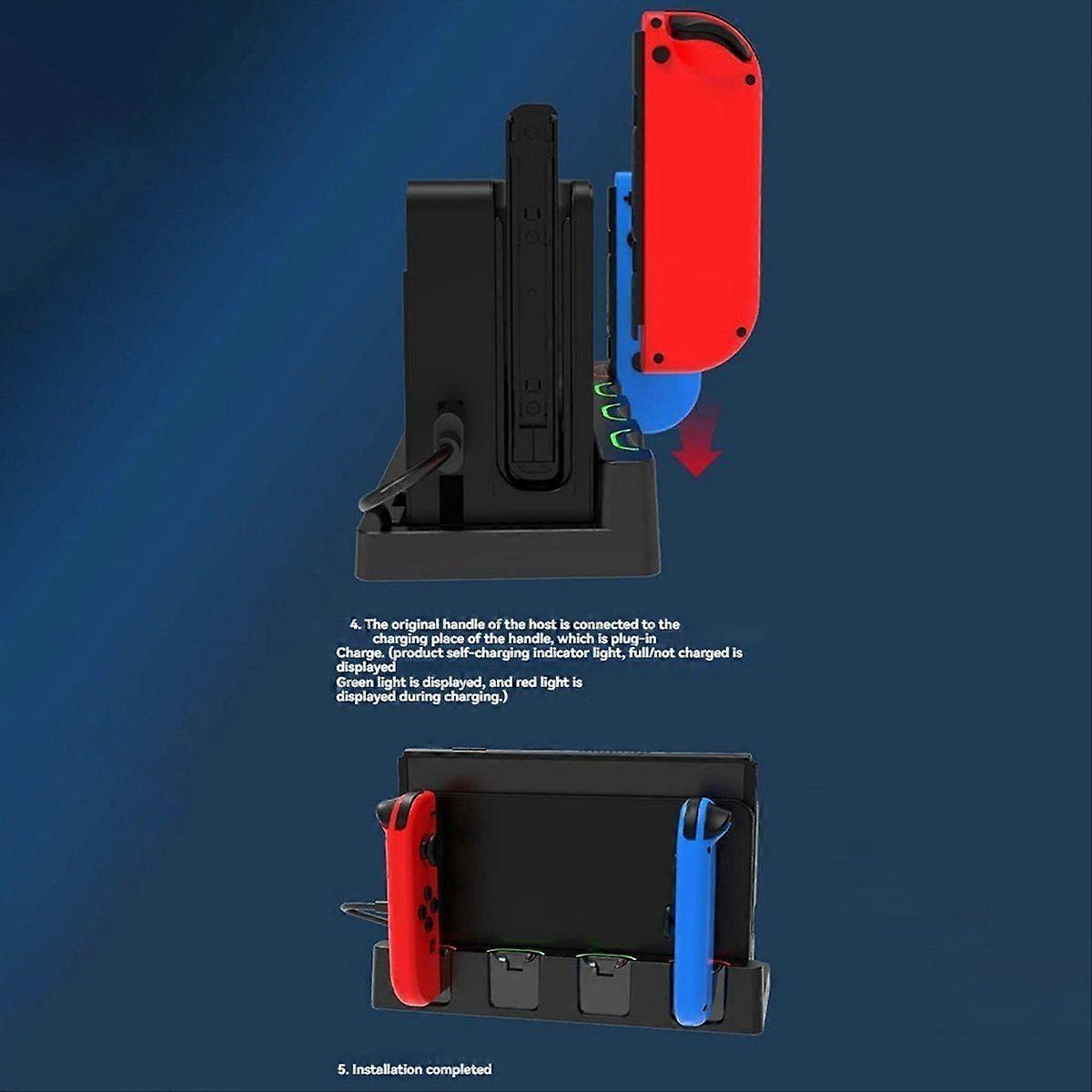For Nintendo Switch Controller Charger Dock Stand Station Holder 4In1 for Switch/OLED Game Support Charging