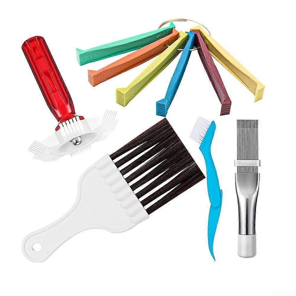 6Pcs Air Conditioner Fin Comb Cleaning Tool Set with AC Condenser Brush for Efficient Fin