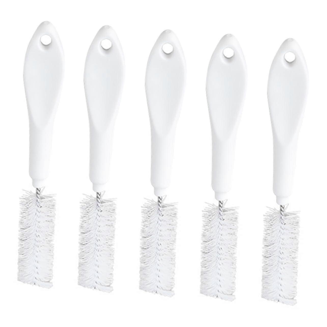 5pcs Long Handle Cup Cleaning Brush for Mugs Bottles Espresso Machines Kitchenware White