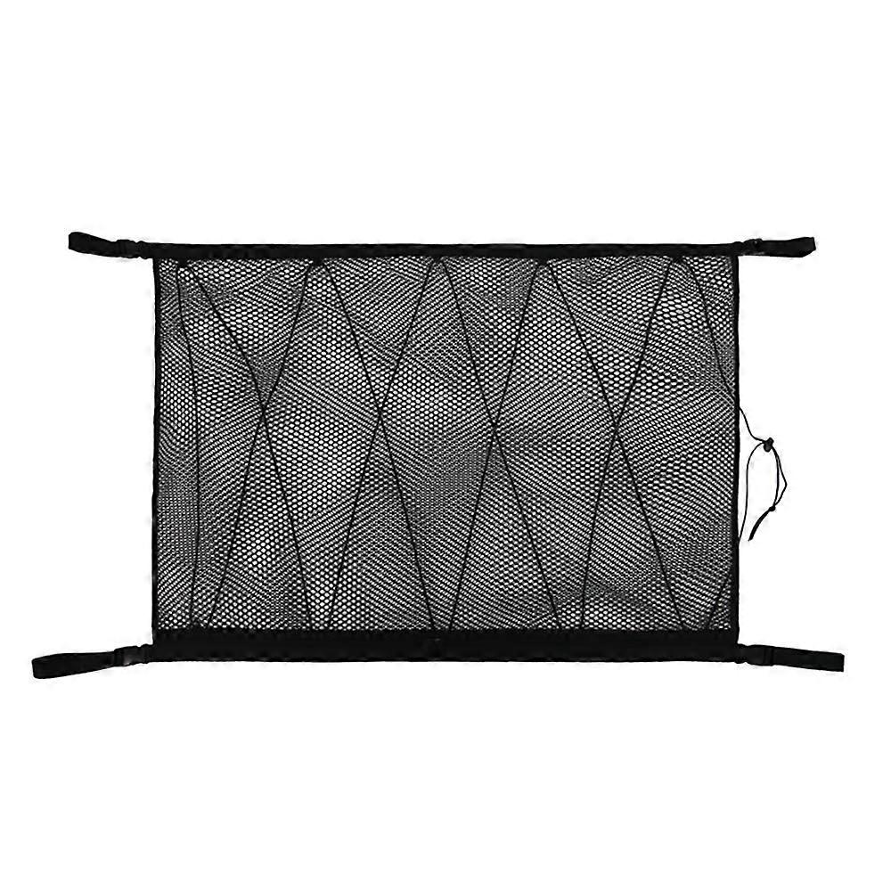 Car Roof Storage Net with Adjustable Nylon Straps, DoubleLayer Car Ceiling Organizer, Black