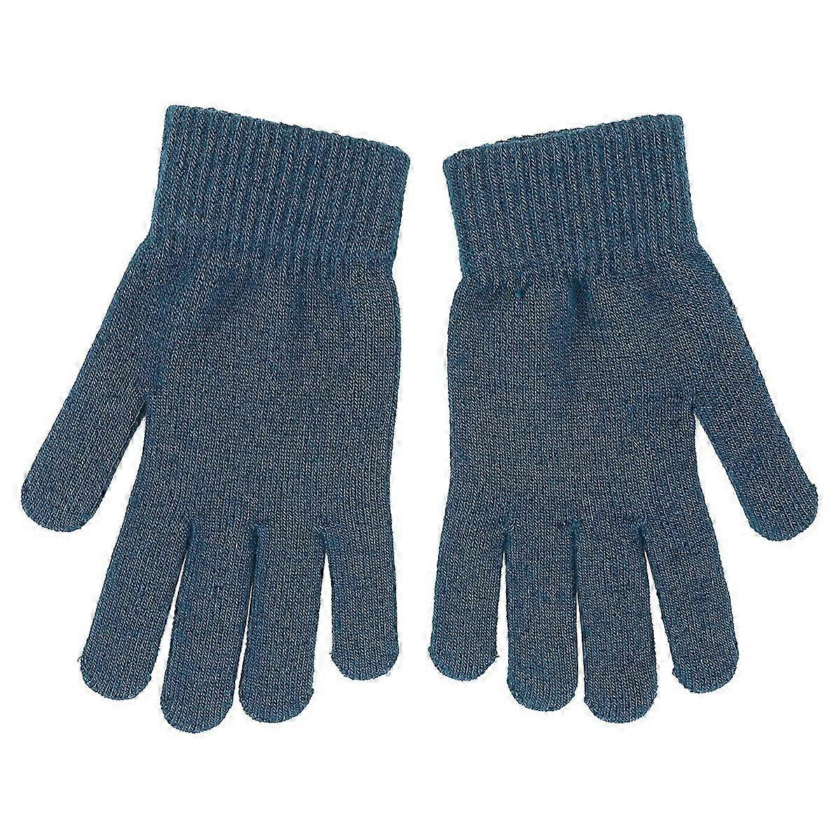 1 Pair Flexible Thickened Winter Warm Knitted Full Finger Gloves