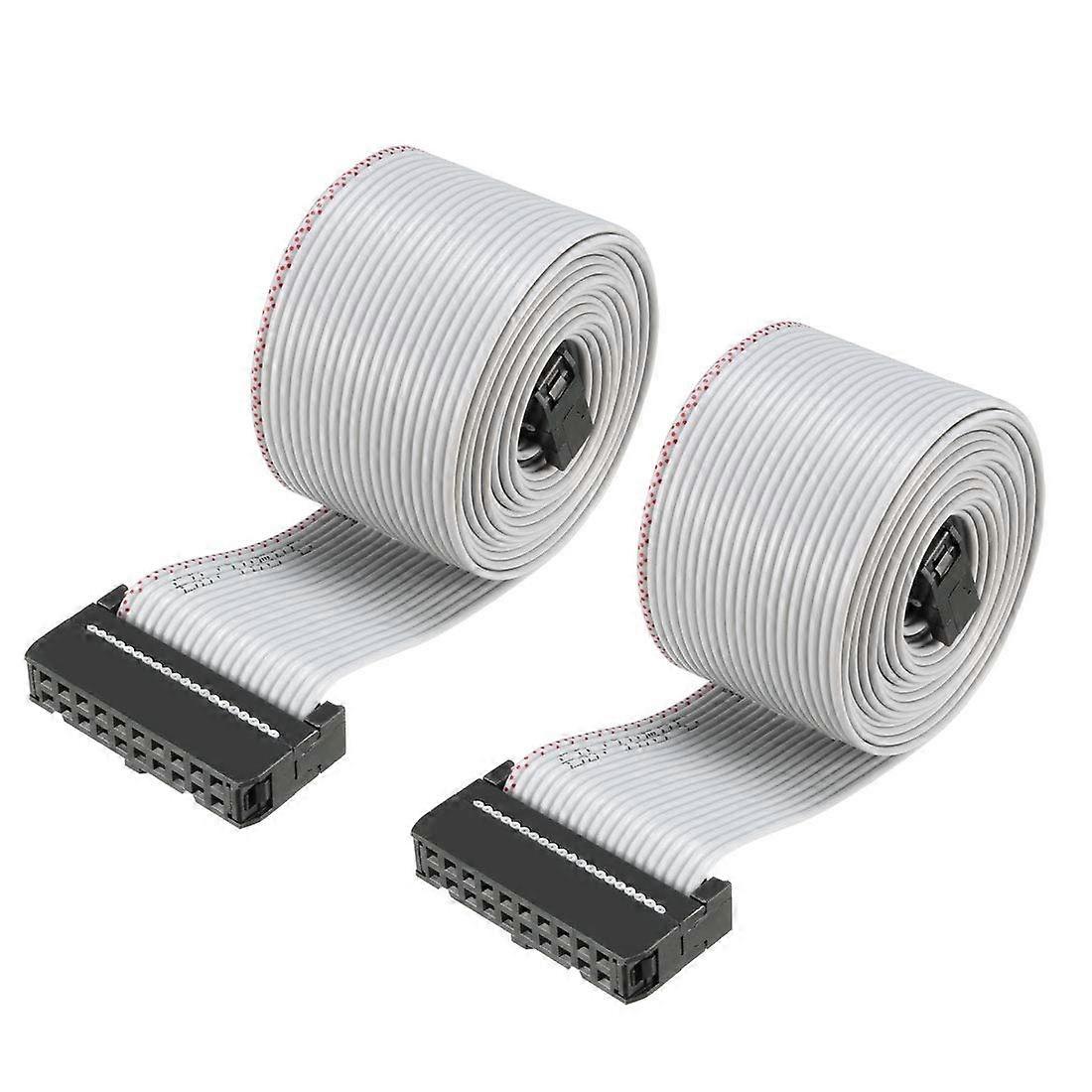 IDC Ribbon Cable 20 Pin 2.54mm Pitch Flat Gray 128cm TypeC Connector PCB Interconnect 2pcs