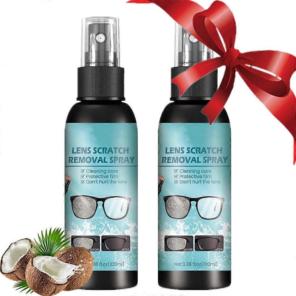 Lens Cleaner Spray and Eyeglass Scratch Remover, AntiScratch 100ml Glasses Cleaning Solution 2pcs