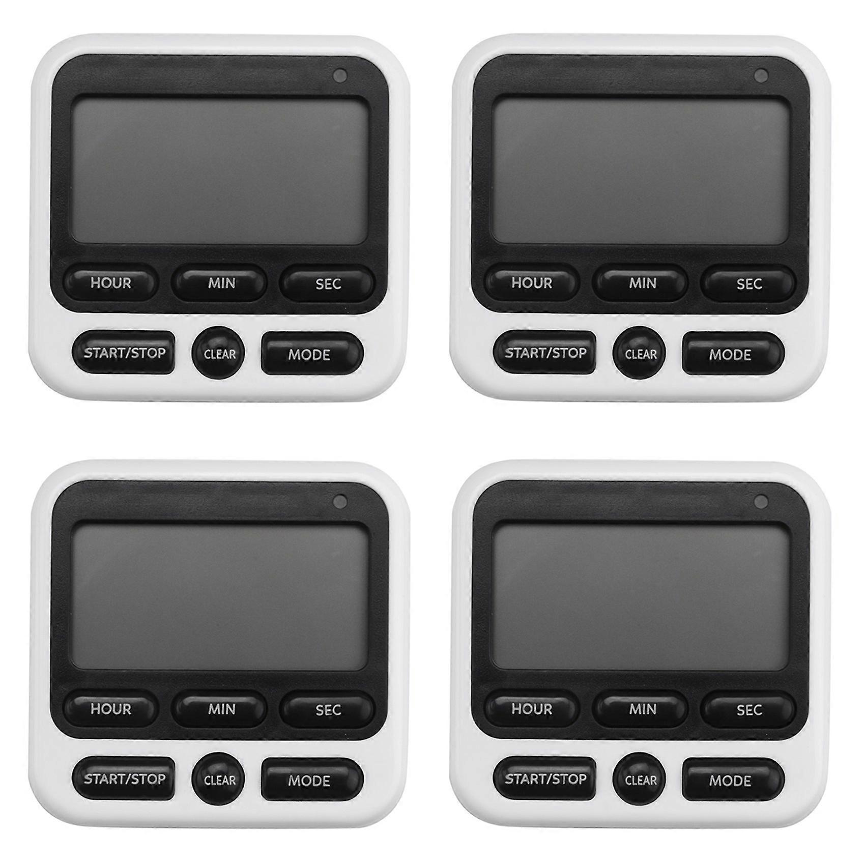 4X Kitchen Timer, Magnetic Kitchen Timer, with Adjustable Sound Alarm and Memory Function for Cooking and Studying