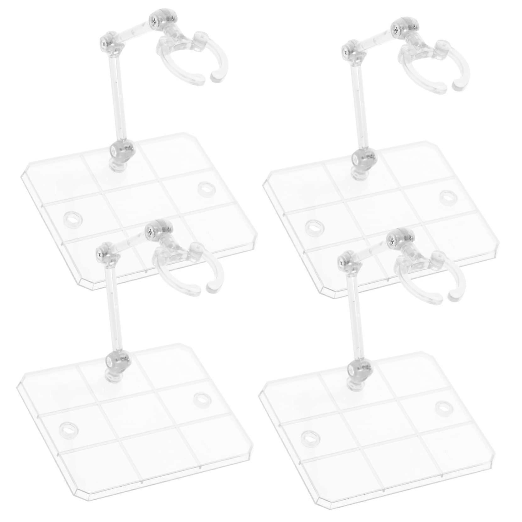 4pcs Adjustable Action Figure Display Stand Set with Stable Flat Base for Model Dolls and Stop Motion
