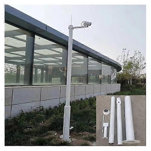 Outdoor Security Camera Pole 20ft Adjustable Height with Solar Panel Mount and Lightning Protection Rod