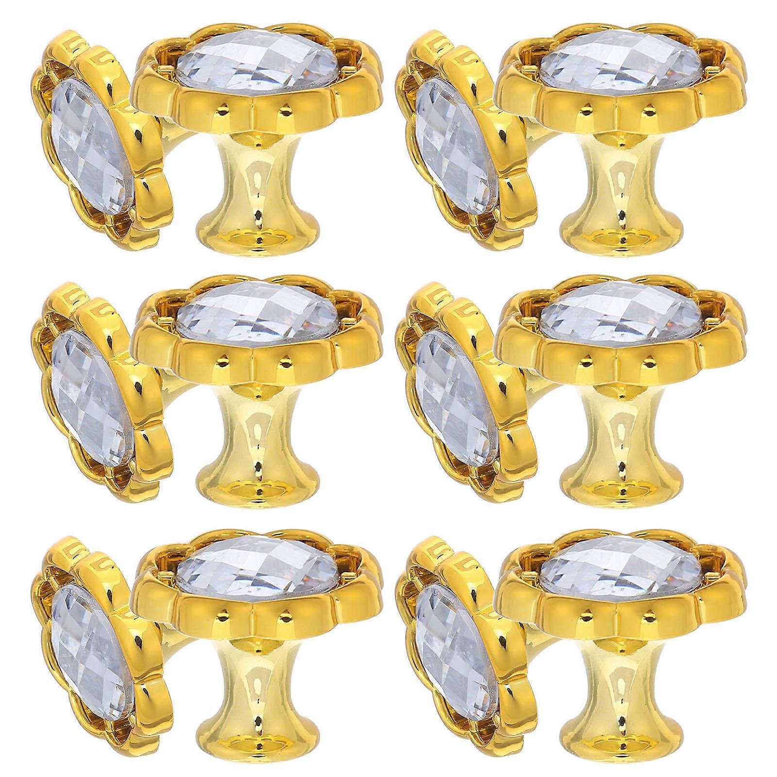 Flower Shape Cabinet Knobs 12Pcs Decorative Handles with Elegant Golden Finish