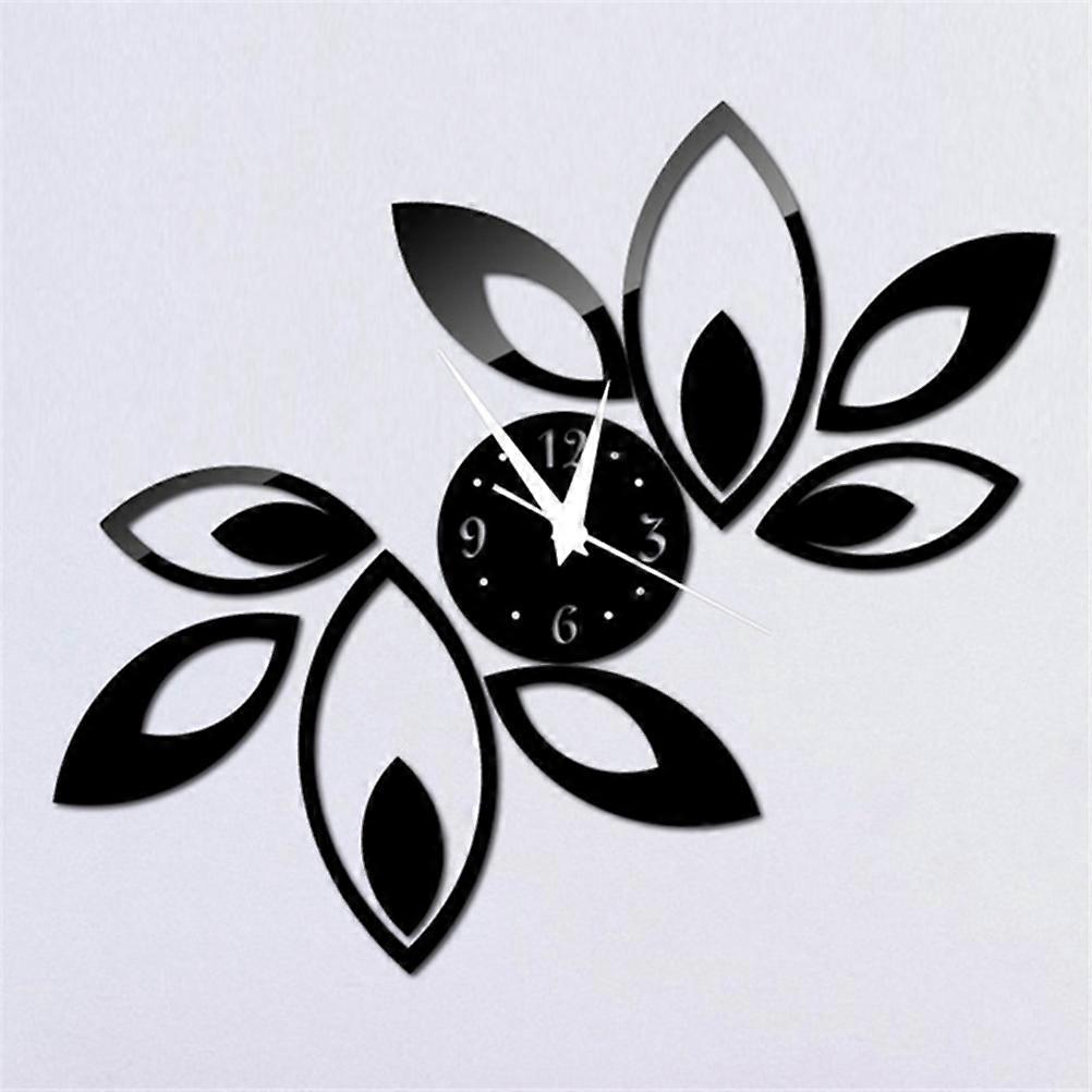 Mirror Wall Clock Leaf Design for Time Keeping Mirror Wall Decoration