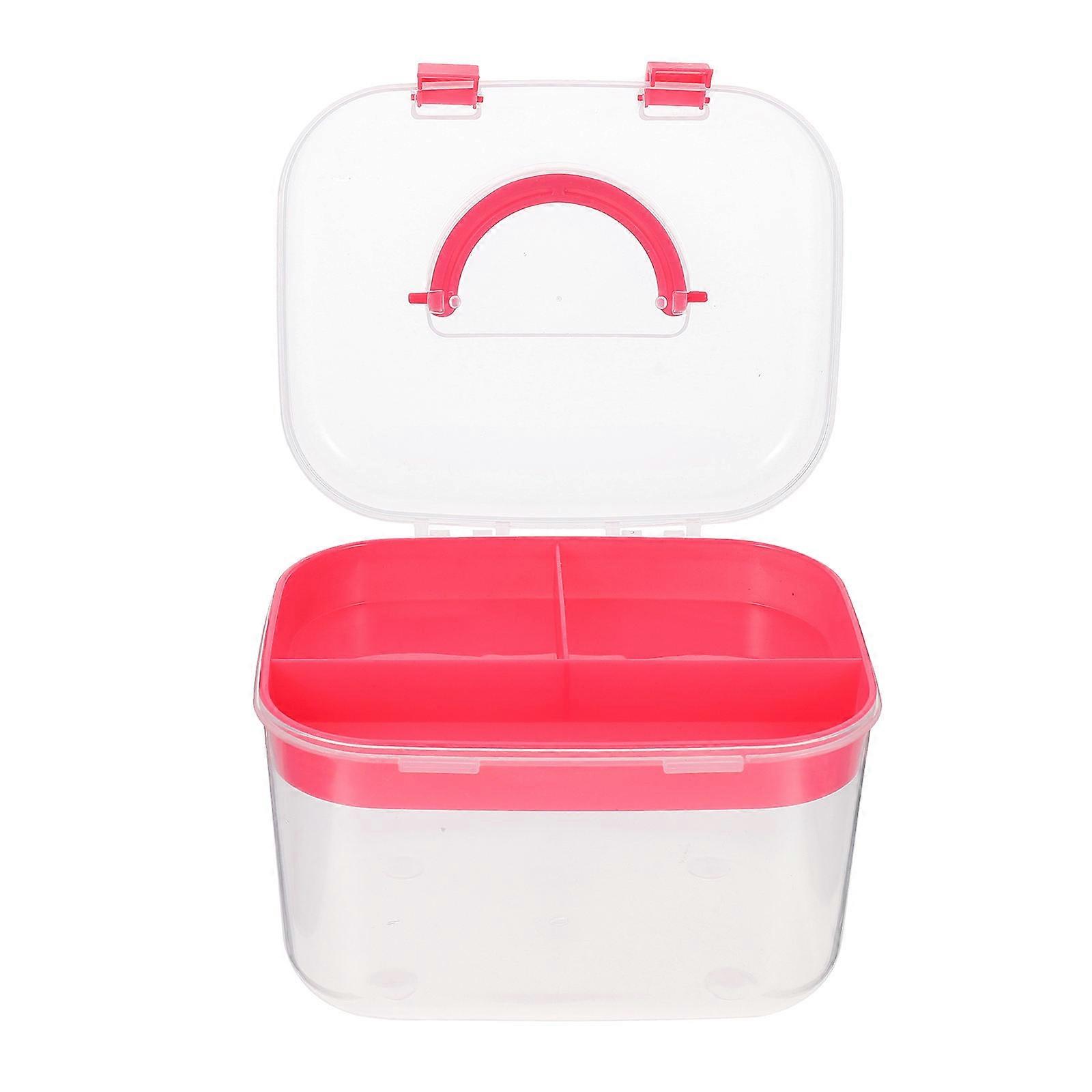 Red Double Layer Storage Box Portable Medicine Storage Case for Versatile Use