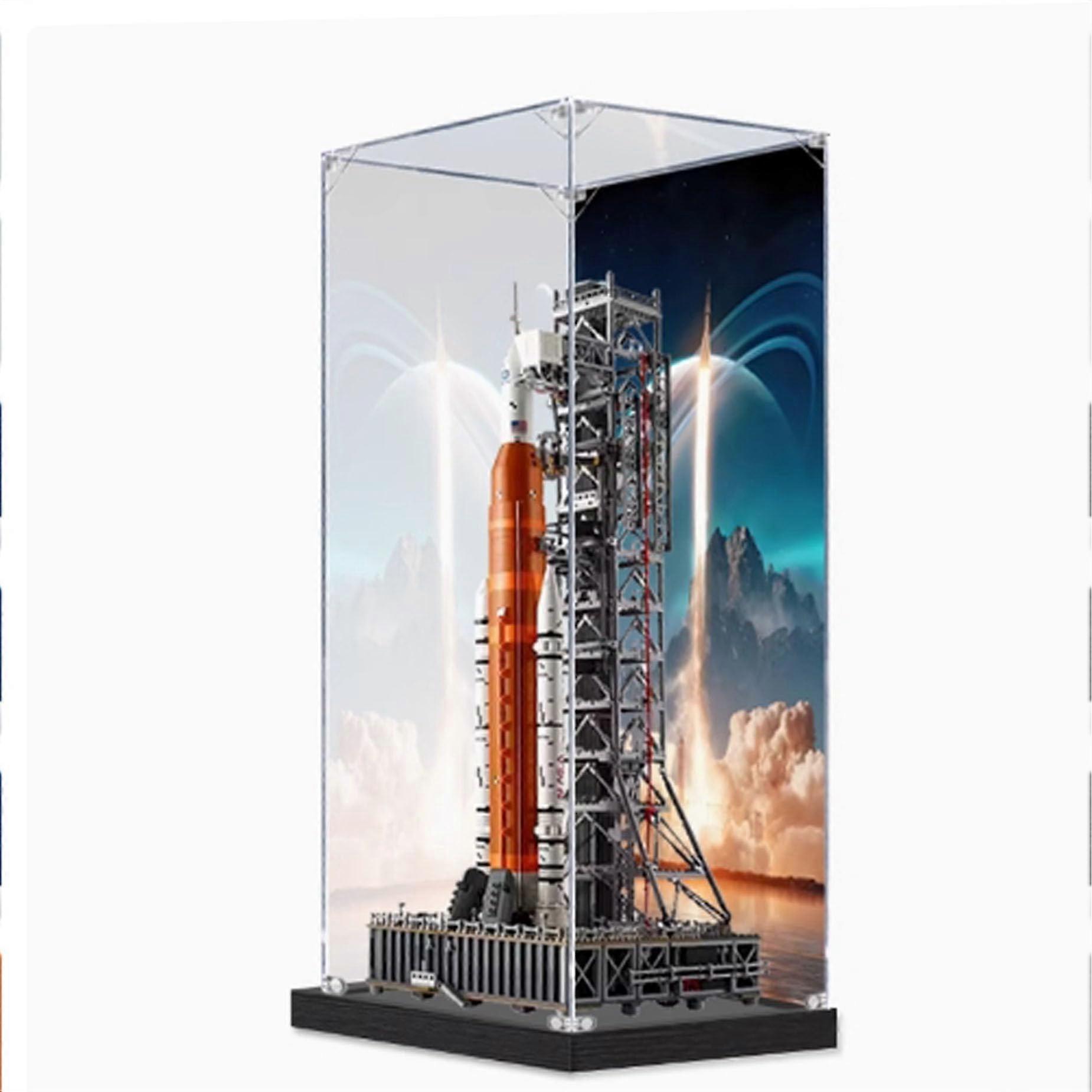 Acrylic Display Case Compatible with  10341 Rocket Model, Clear Dustproof Showcase with Full Visibility