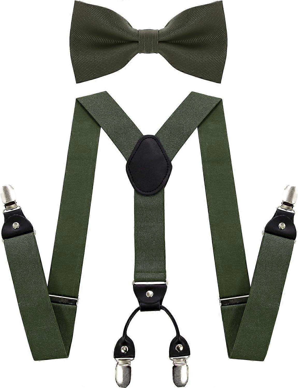 Solid Color Suspender and Silk Bow Tie Sets for Men