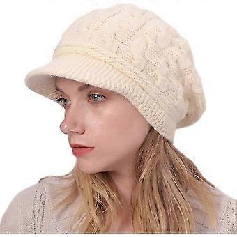 Mulheres chapéu de malha malha visor beanie chapéus boina tampa quente tampa de esqui para o inverno