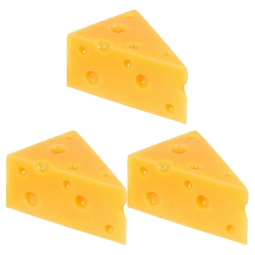 Artificial Cheese Model for Craft 3Pcs Realistic Triangle Cheese Orange
