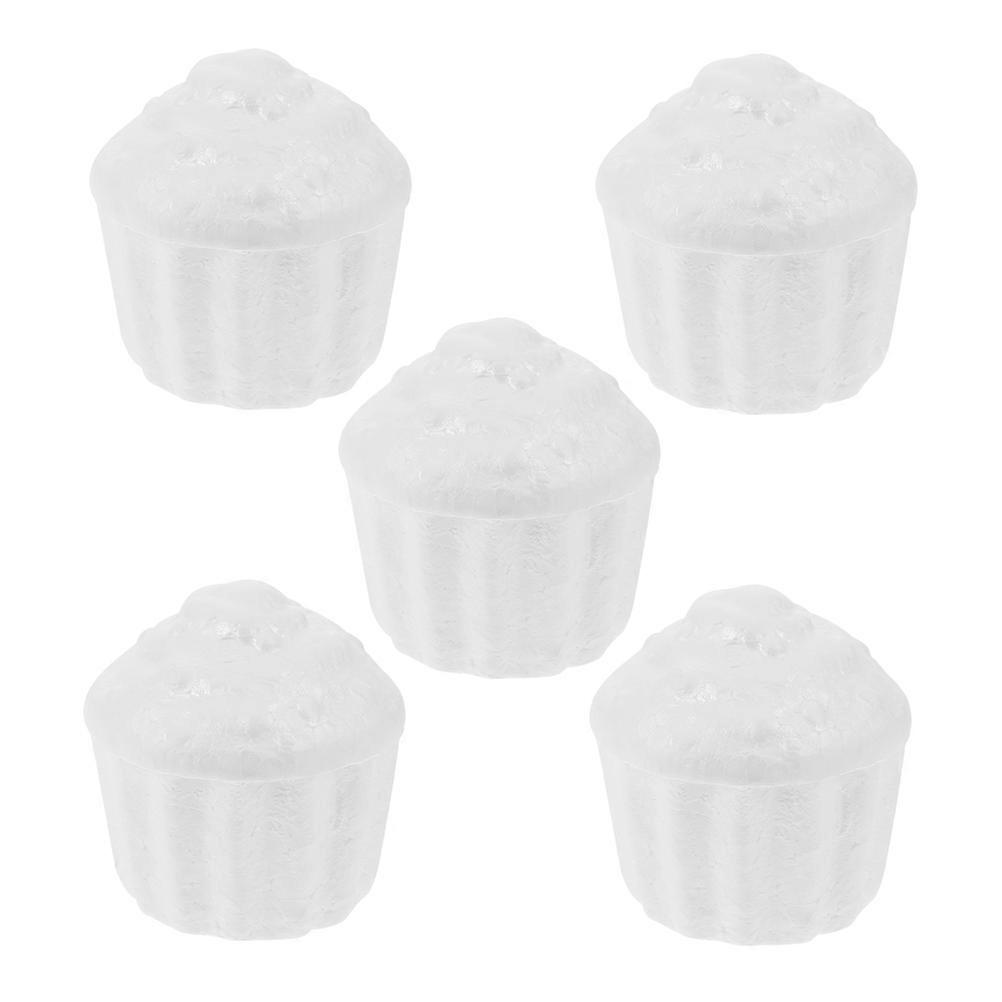 Foams Cupcake Cake Model for Decor 5Pcs Multi-Function White Cake Models