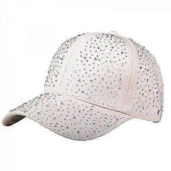 Travel Gathering Rhinestone Decal Hat Outdoor Sports Travel Baseball Caps Woman Girl Adjustable Head Size Baseball Hat Beige