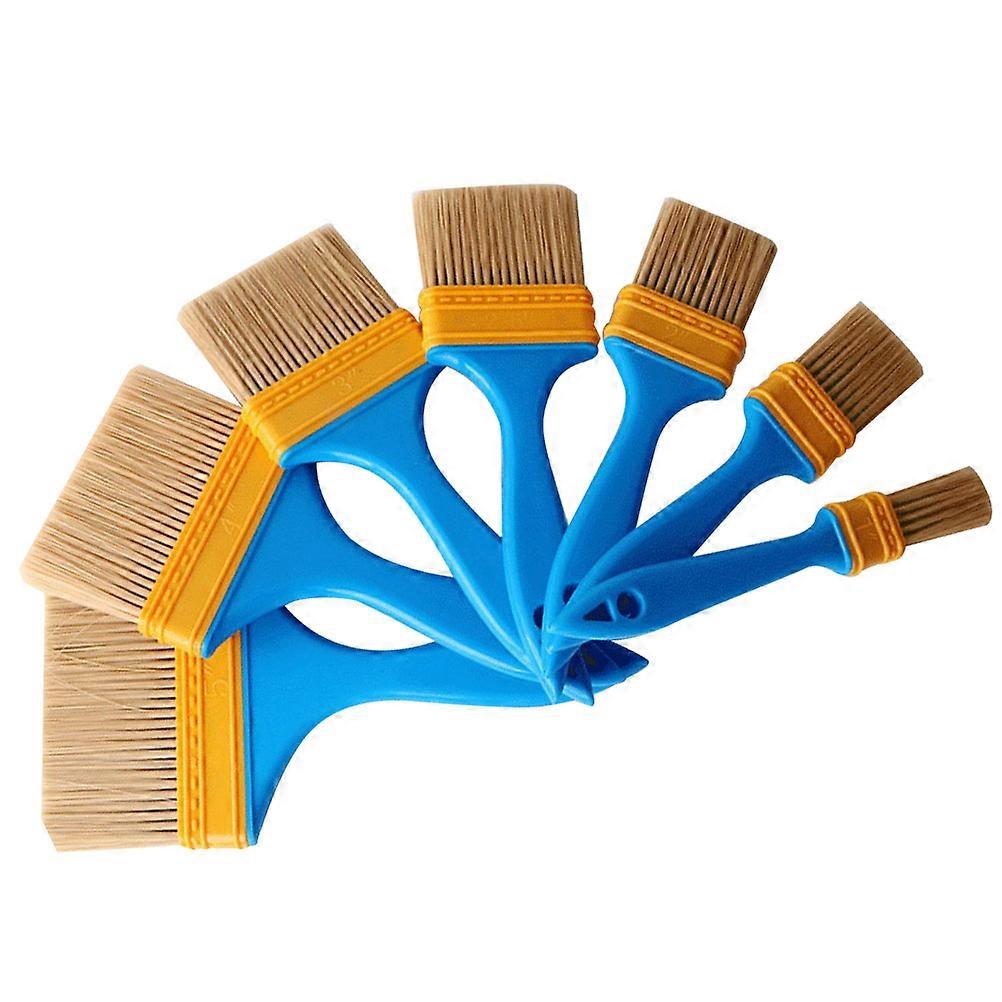 Conjunto de 7 pincéis de nylon com cabo resistente, ideais para uso profissional e artesanato, com dimensões de 1 a 5 polegadas.