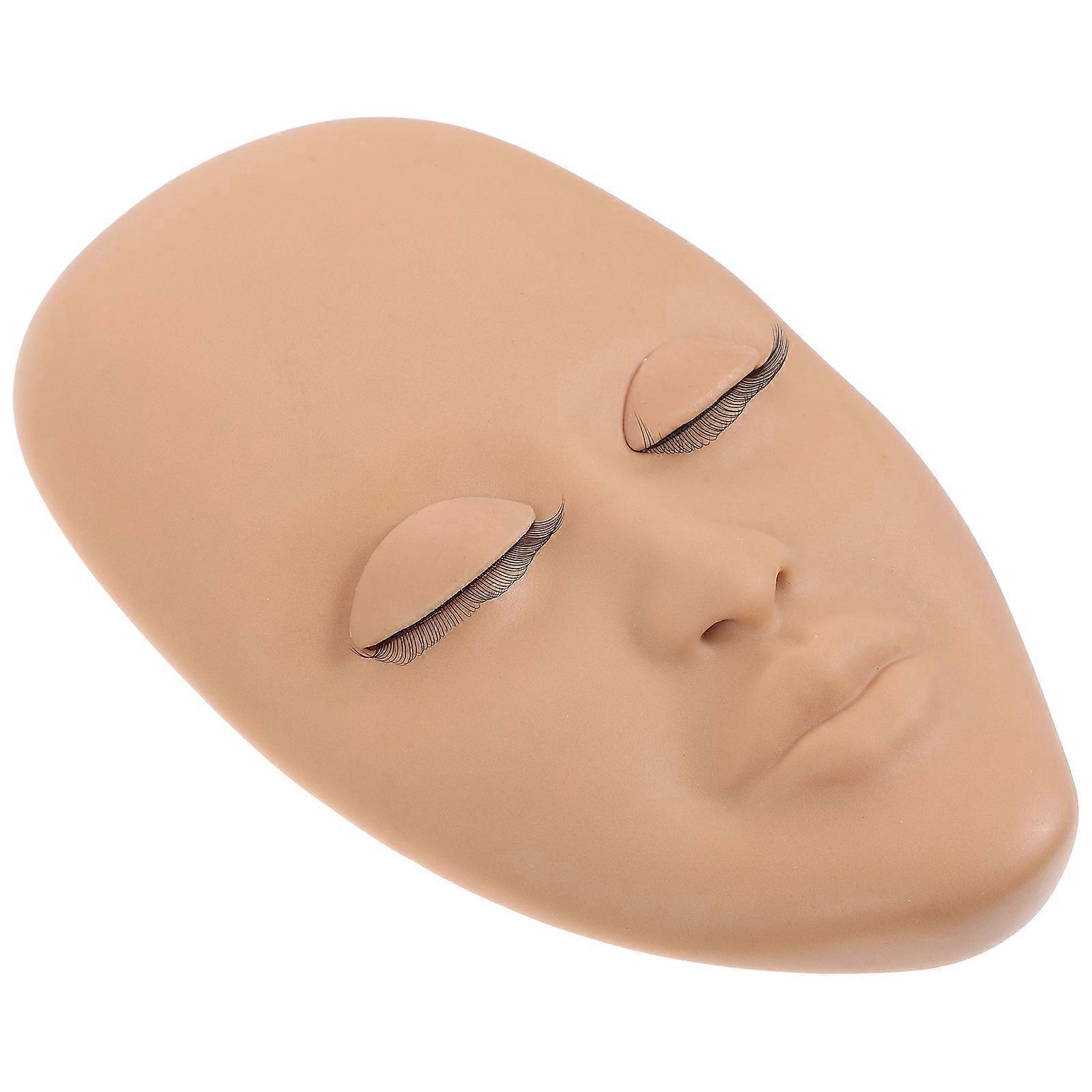 Makeup Practice Head for Lash Extension Training 4Pcs Khaki PVC Material