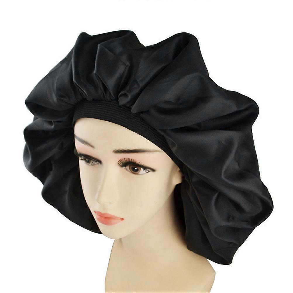 Sleeping Cap Double Elastic for Wearing When Sleeping Extra Large Black