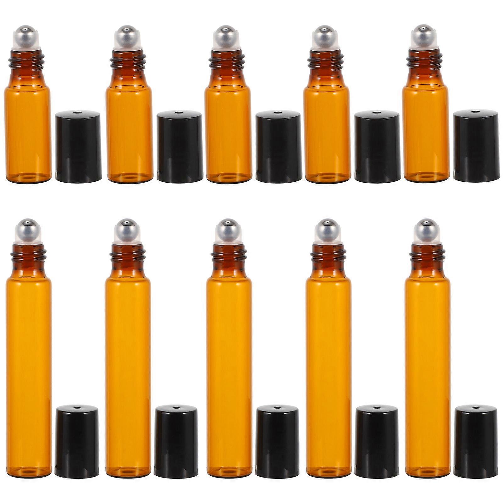 Glass Roller Bottles for Storage 10Pcs Brown Refillable Makeup Bottles