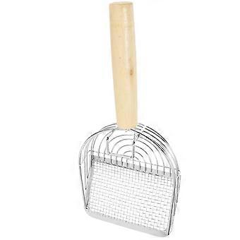 Wooden Handle Cat Litter Scoop Metal Construction for Gardening Use