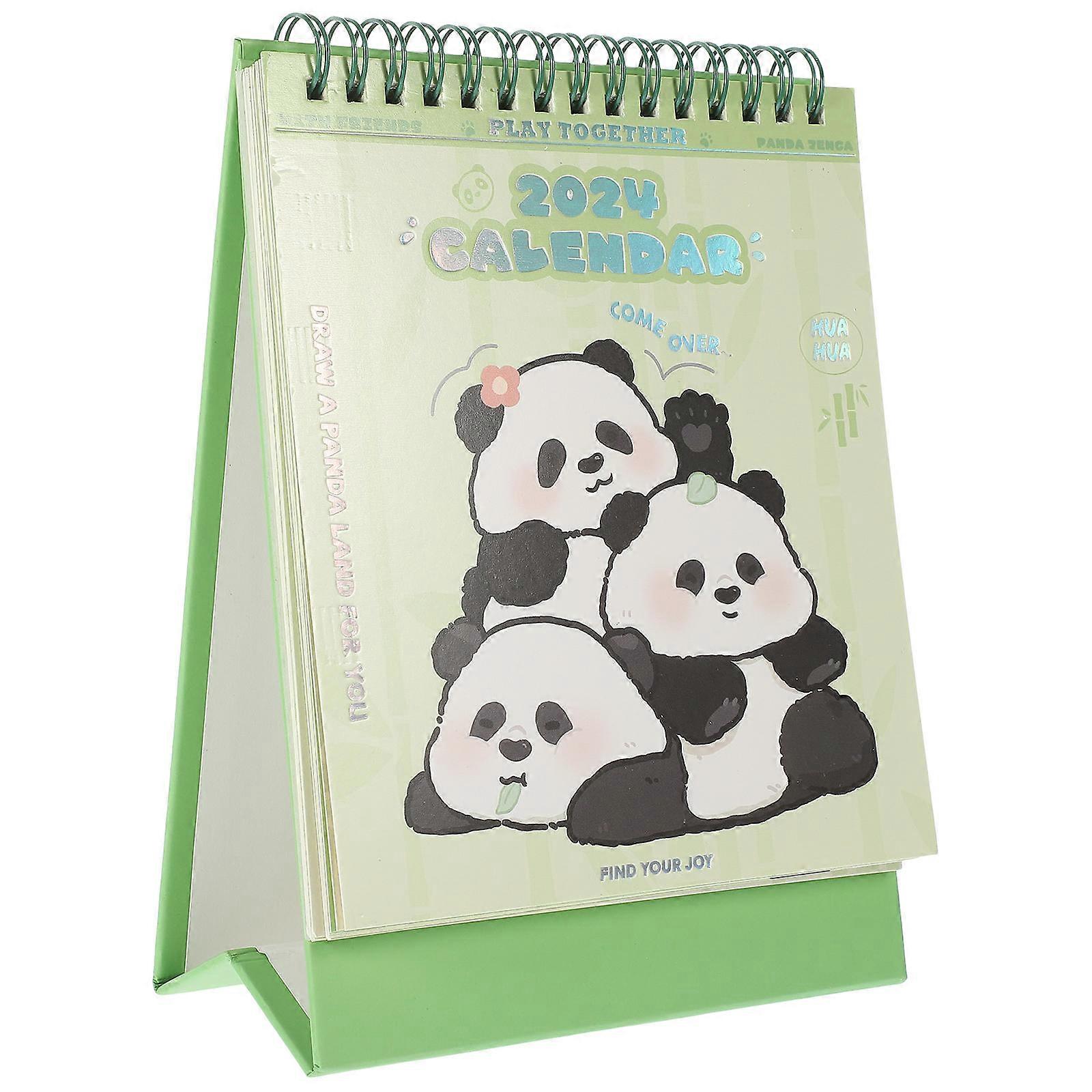 Multi Panda Pattern Desktop Calendar Standing Calendar for Decor