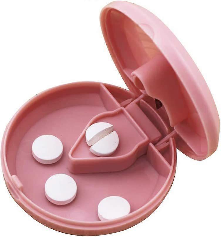 Tablet Splitter Round Plastic Tablet Cutter Pill Splitter (Pink)