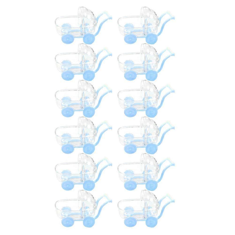 Blue Plastic Candy Boxes Stroller Shaped Candy Boxes for Storage Use 12Pcs