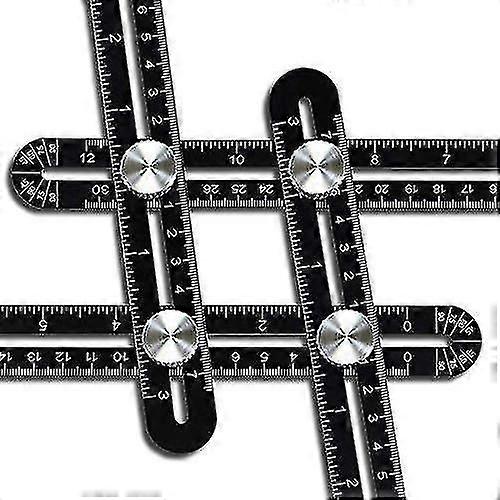 Template Tool, Aluminum Alloy Angle Template, Multi-angle Ruler, Multi-function Folding Ruler, Black