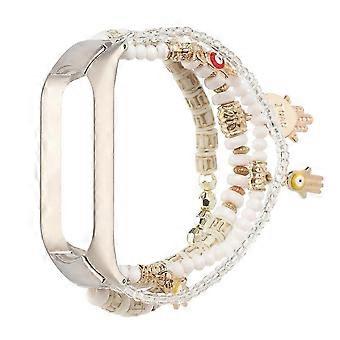 Mori Style Beaded Bracelet Watch Band, Comfortable, Adjustable, Easy to Assemble, Compatible with Xiaomi Mi Band 3 and 4, Black