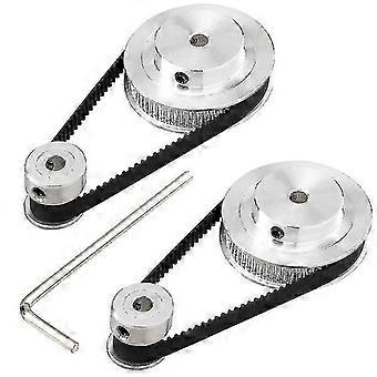 2 Kit Gt2 Synchronous Wheel 20&60 Teeth 5mm Bore,aluminum Timing Pulley With 2 Pcs Length 200mm Wid 26-27