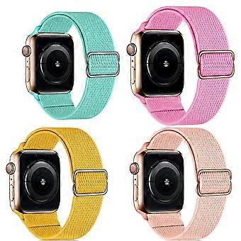 4-pakning elastiske remmer i nylon som er kompatible med Apple Watch 7 8 SE 38/40/41mm, justerbar myk og komfortabel flettet sport damerem til iW
