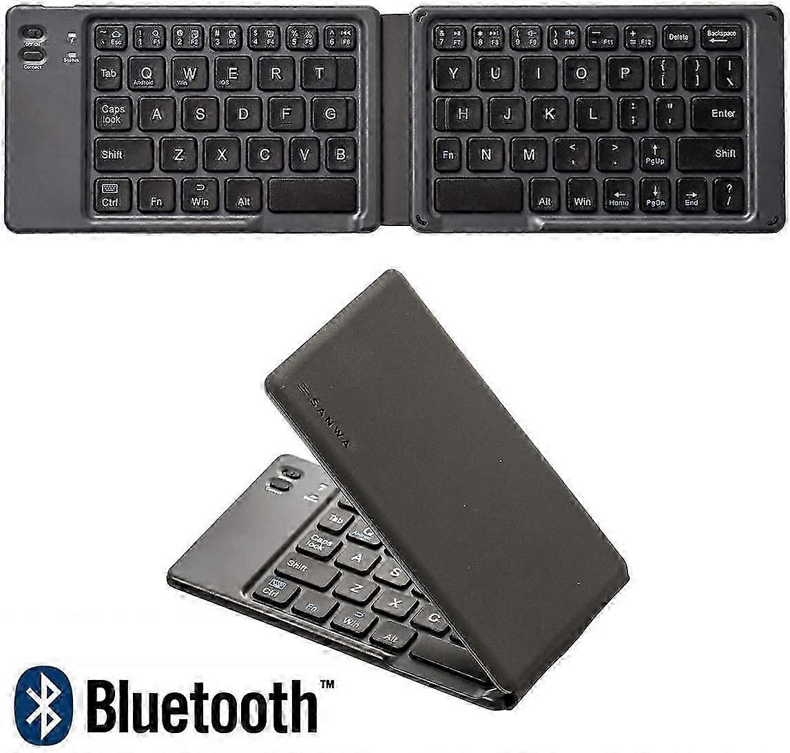 Foldable Bluetooth Keyboard, Ultra-thin Pocket Wireless Rechargeable Keyboard Grey