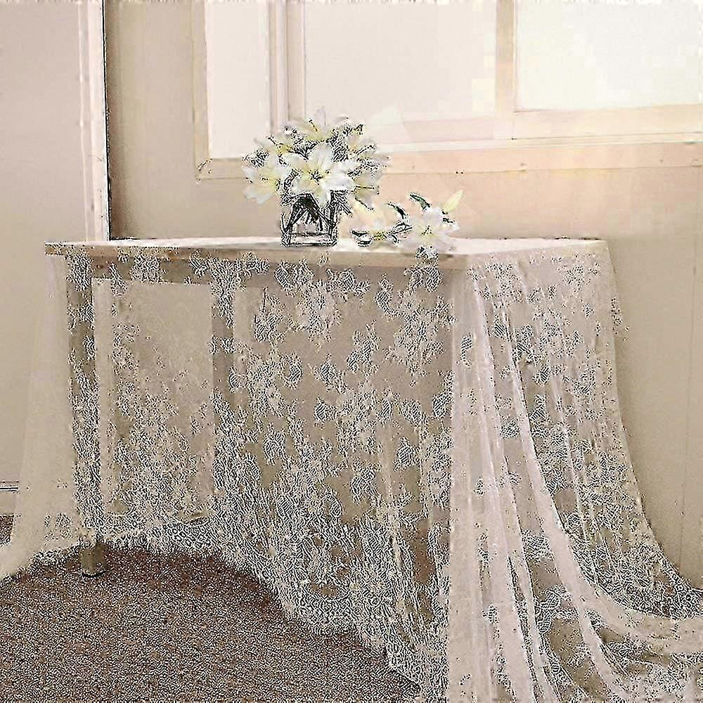 Rustic White Vintage Lace Table Cover