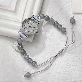 Beaded Bracelet Wrist Watch Handmade Butterfly Accent Adjustable Braided Rope Quartz Timepiece for Bohemian Outfits