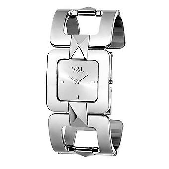 V & l hocken Sie Ihre Quarz Analog Woman Uhr mit VL057201 Edelstahl Armband