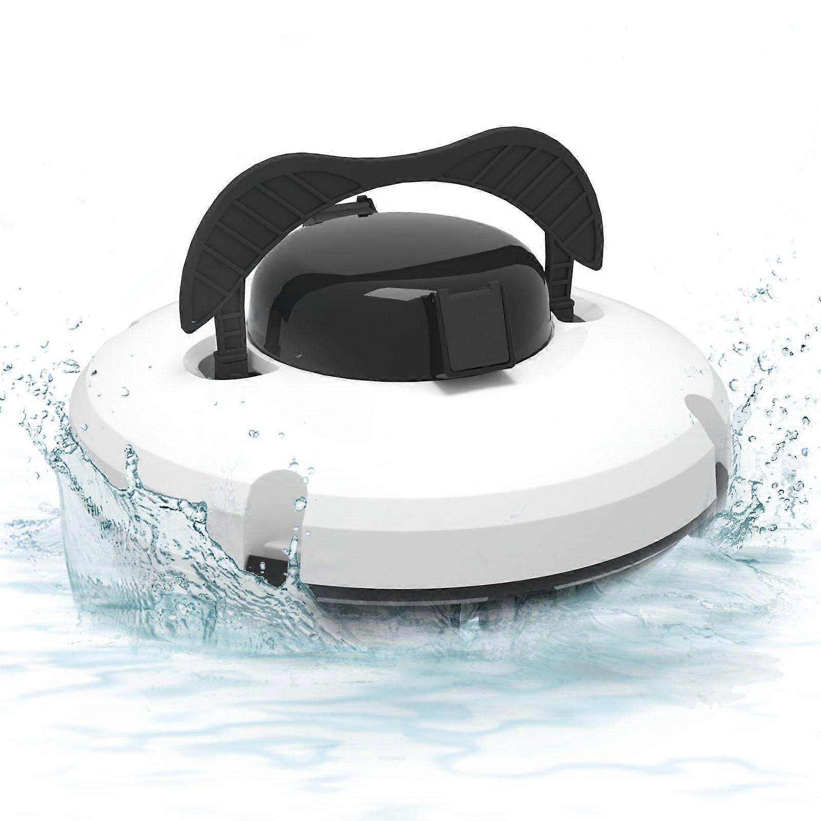 Automatic Pool Cleaner Robot with Smart Diving Function, Wireless Dirt Suction and Easy Hook, White
